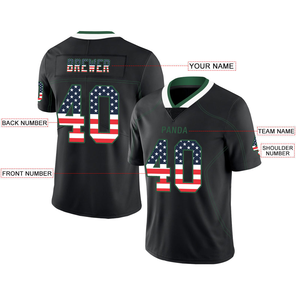 Custom Black NYJ Football Shirt Top