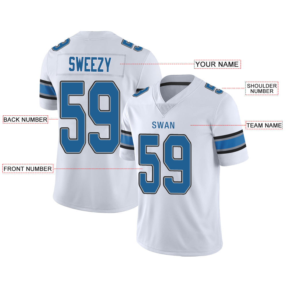 Custom White DET Football Shirt Top