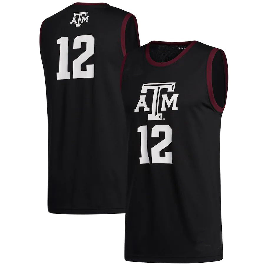 Custom #12 Black College Shirt Top