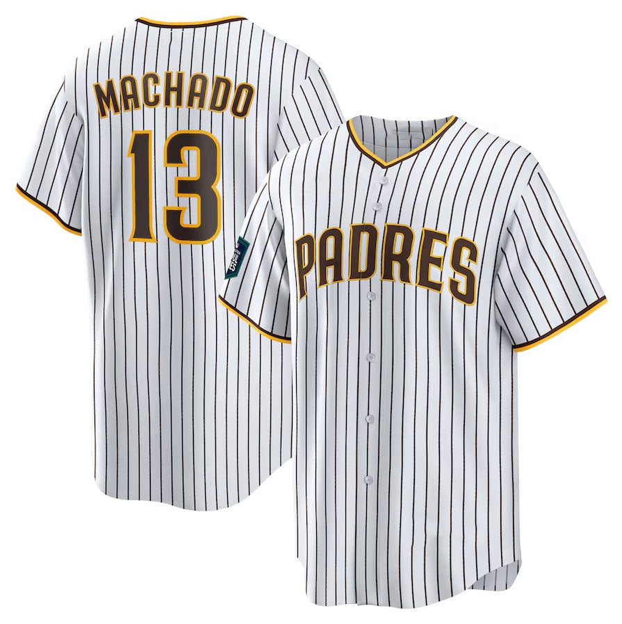Custom #13 White 2024 SD Baseball Shirt Top