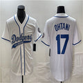Custom #17 White LAD Baseball Shirt Top