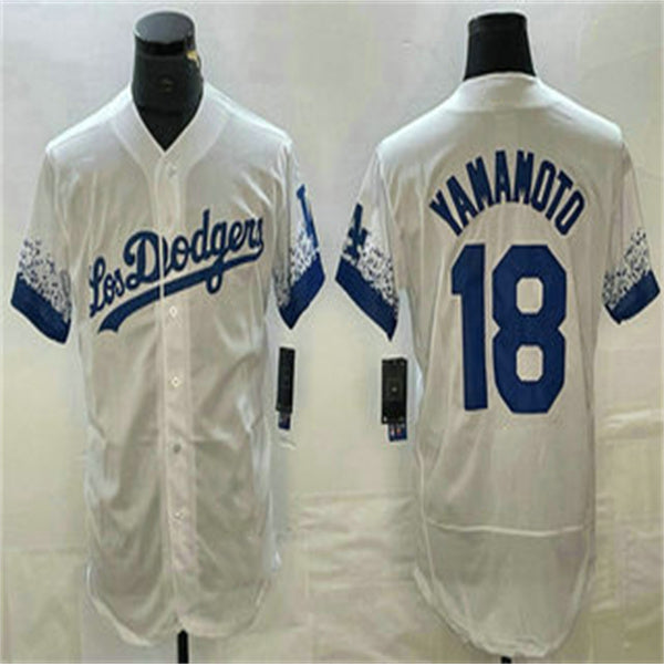 Custom #18 White LAD Baseball Shirt Top