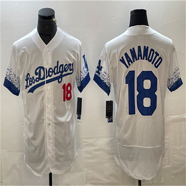 Custom #18 White LAD Baseball Shirt Top