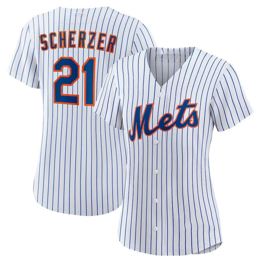 Custom #21 White NYM Baseball Shirt Top