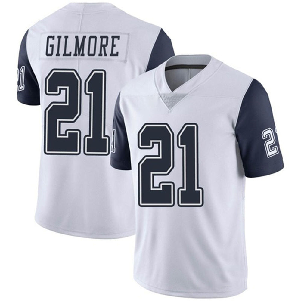 Custom #21 White DAL Football Shirt Top