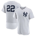 Custom #22 White NYY Baseball Shirt Top