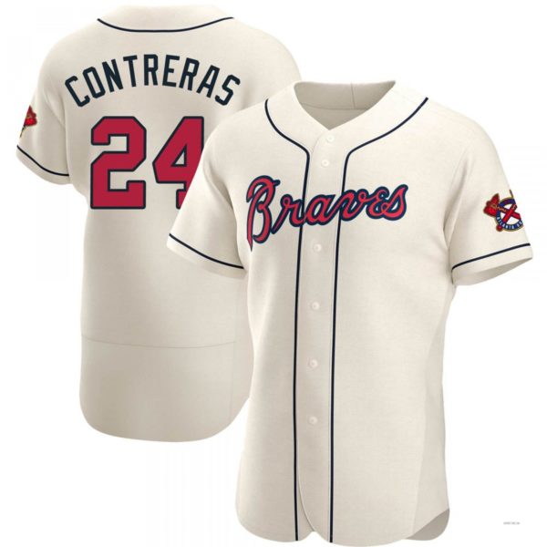 Custom #24 Cream ATL Baseball Shirt Top