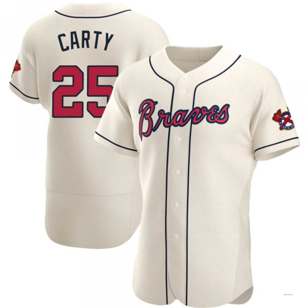Custom #25 Cream ATL Baseball Shirt Top