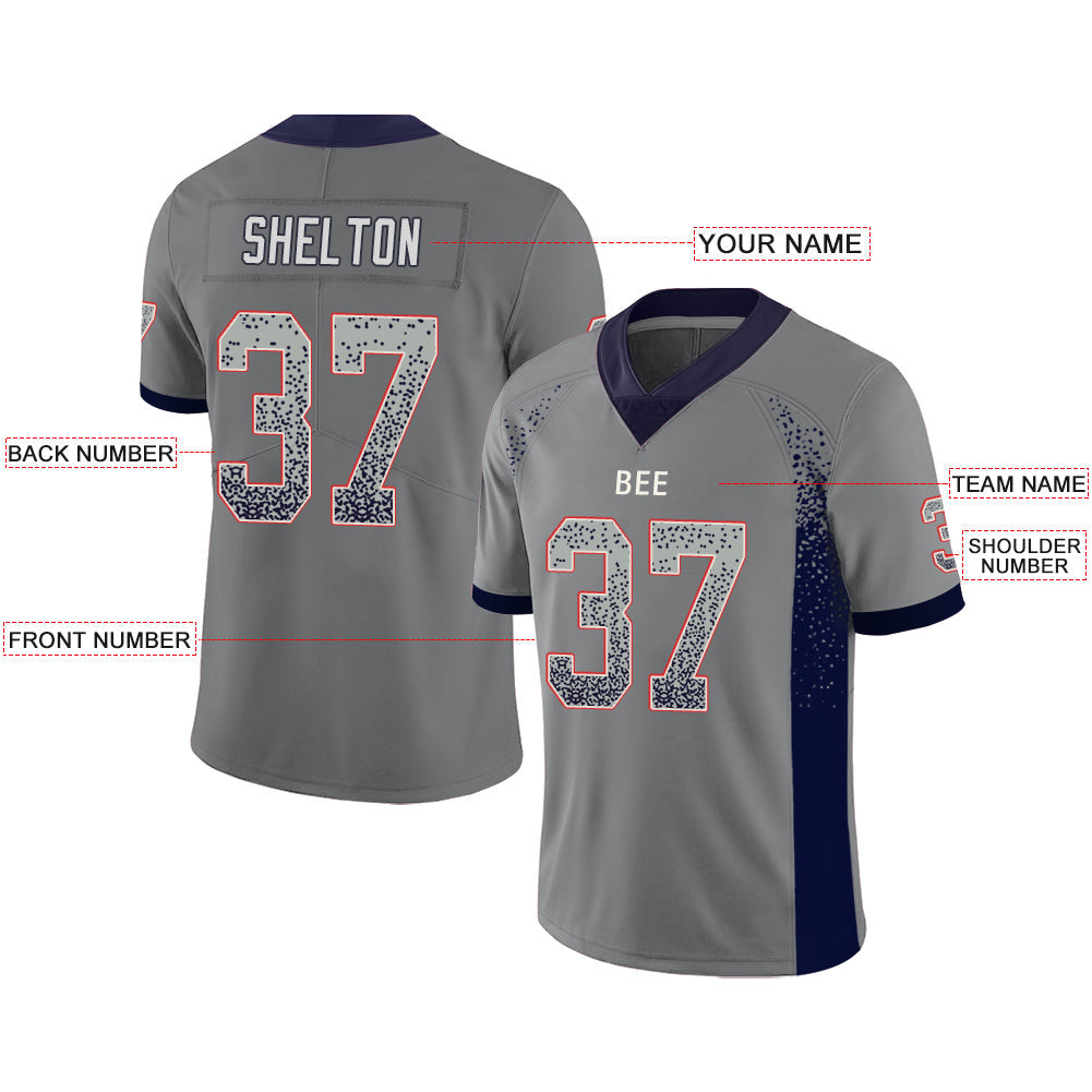 Custom Grey NE Football Shirt Top