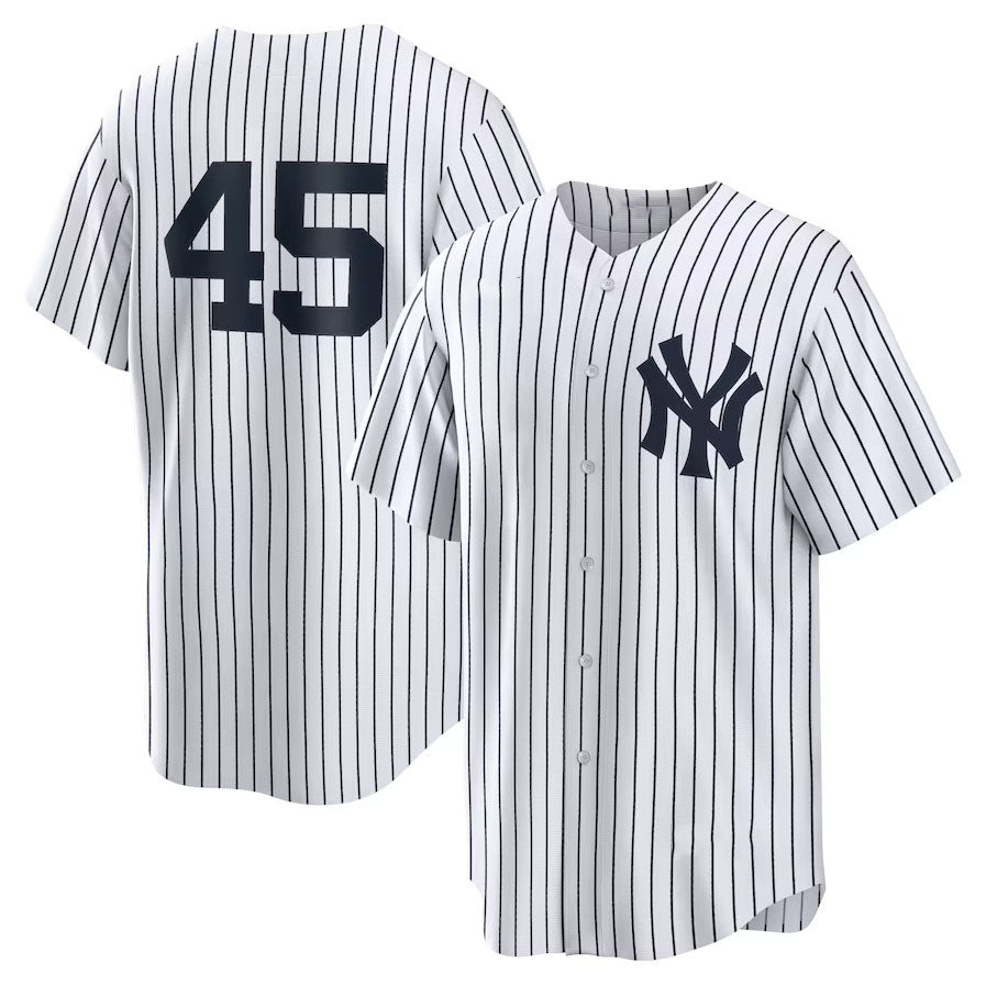Custom #45 White NYY Baseball Shirt Top