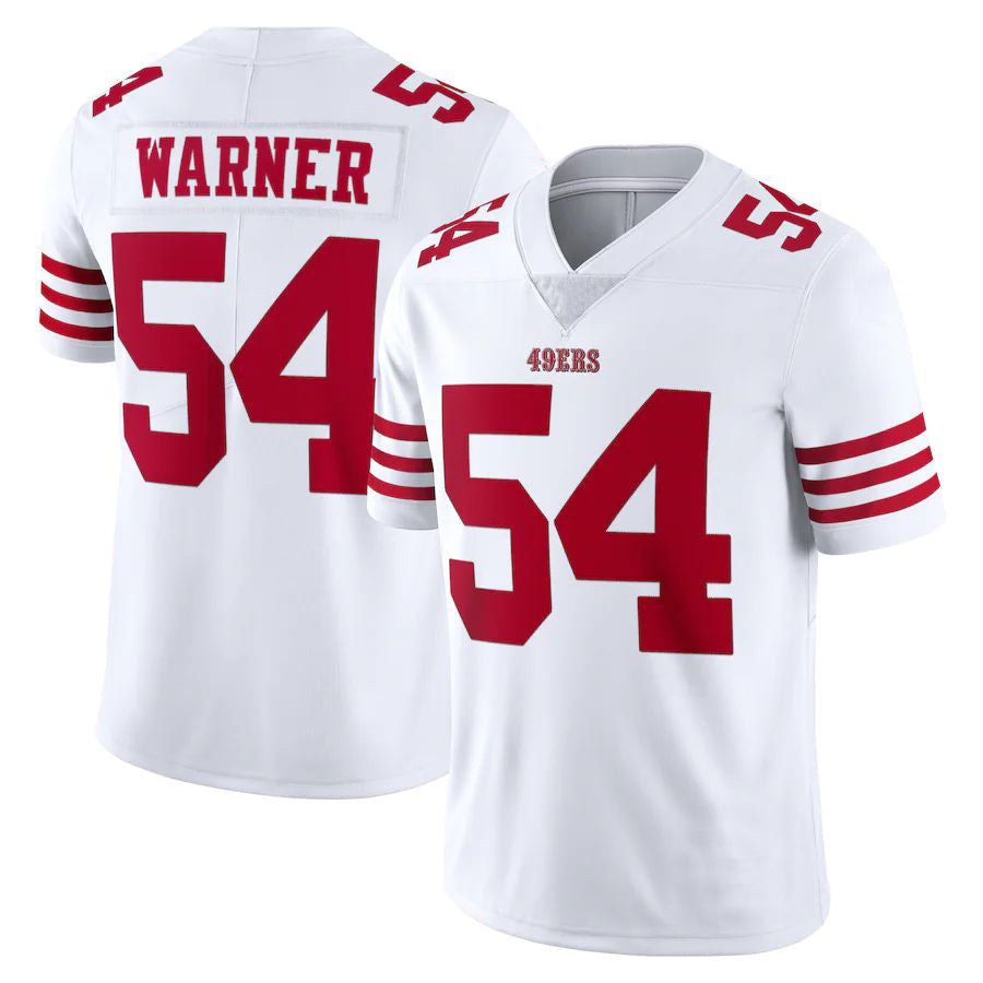 Custom #54 White 2022 SF Football Shirt Top