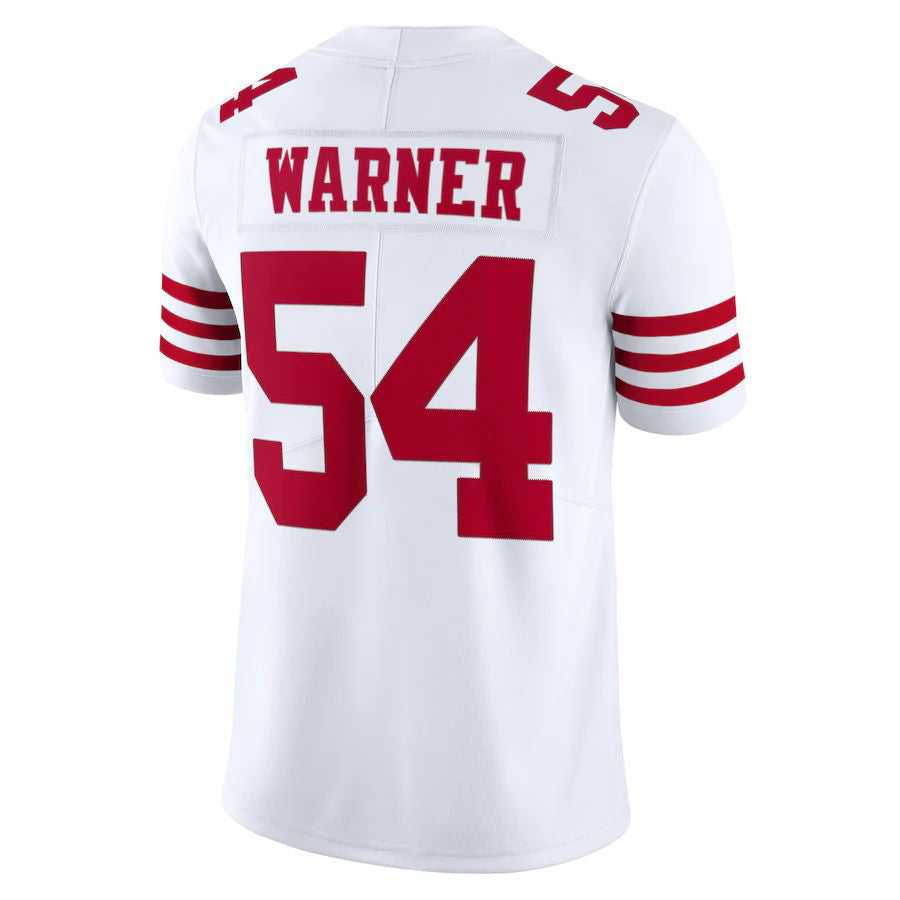 Custom #54 White 2022 SF Football Shirt Top