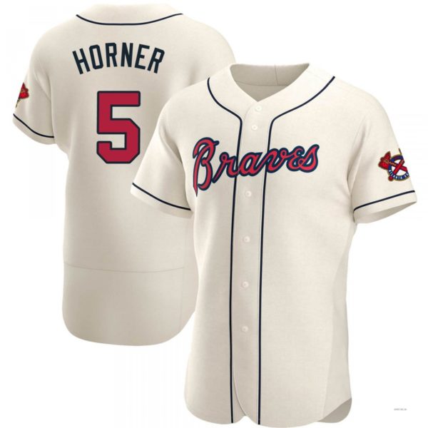 Custom #5 Cream ATL Baseball Shirt Top