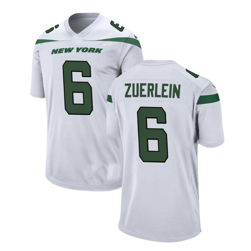 Custom #6 White NYJ Football Shirt Top