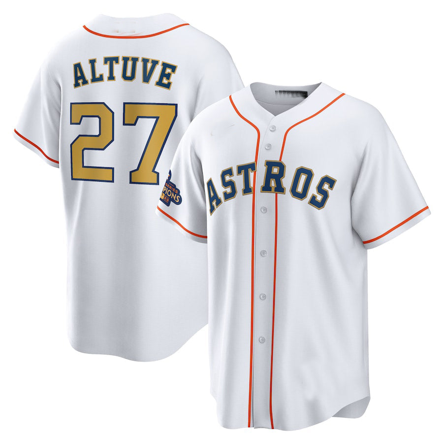 Custom #27 White 2023 HOU Baseball Shirt Top