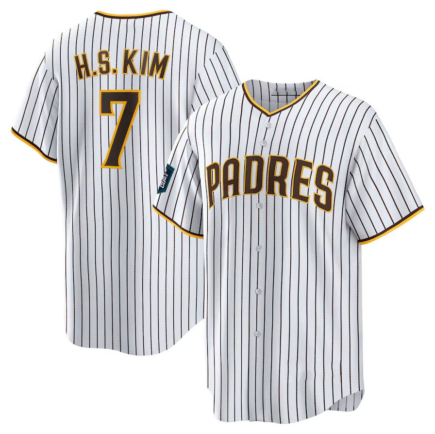 Custom #7 White 2024 SD Baseball Shirt Top