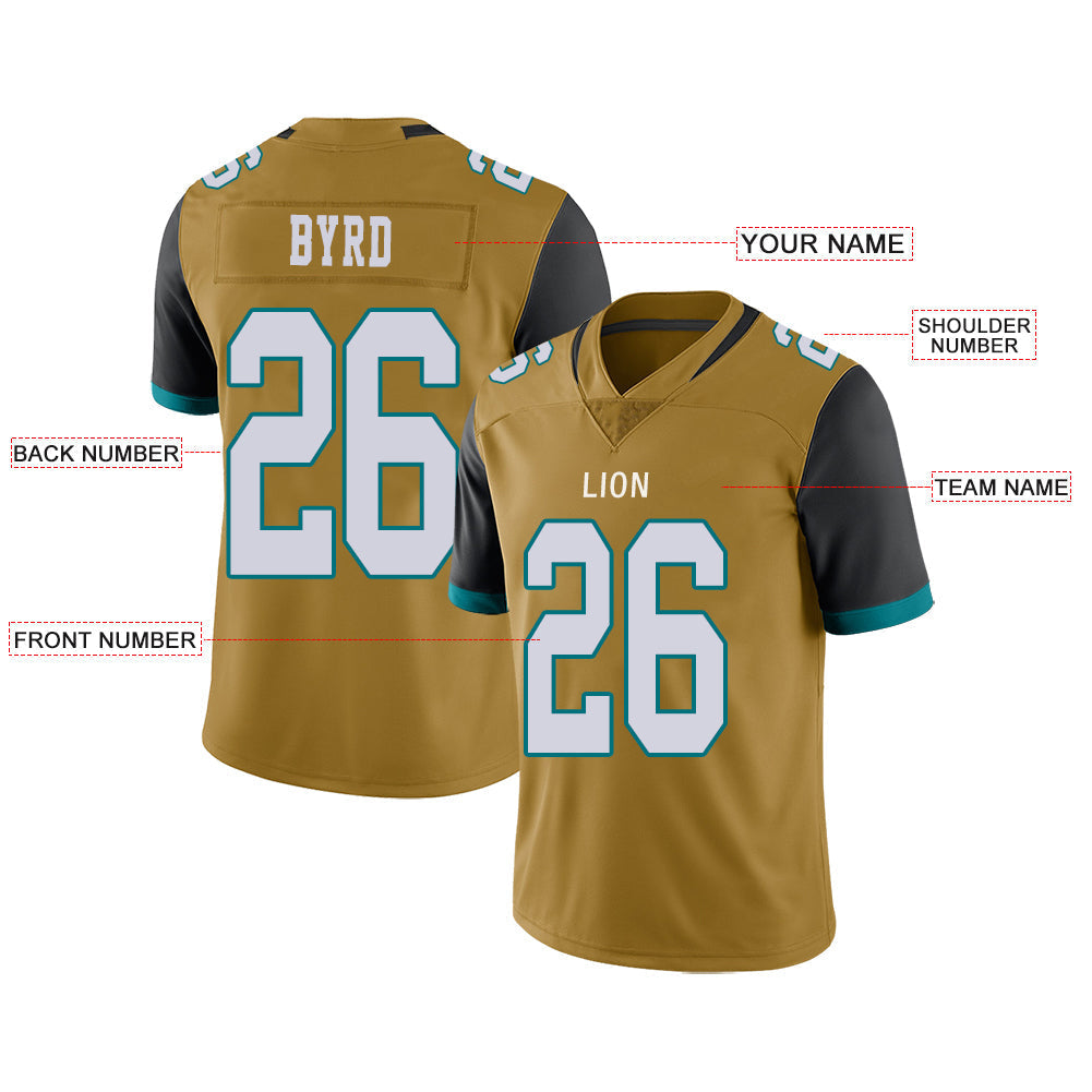 Custom Gold JAX Football Shirt Top
