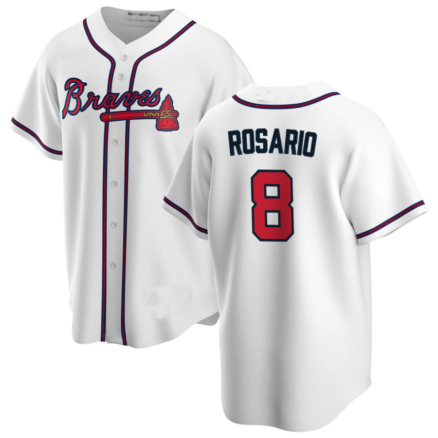 Custom #8 White ATL Baseball Shirt Top