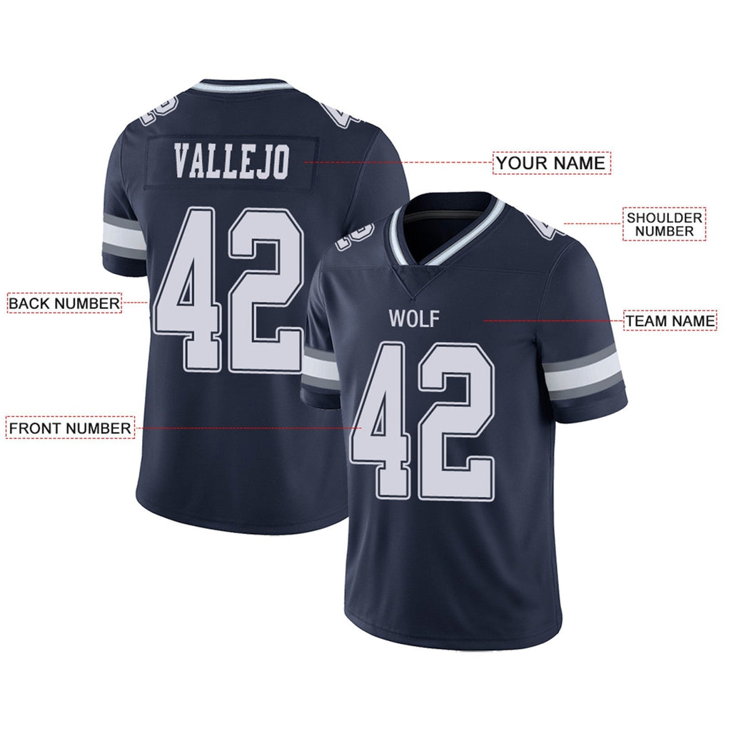 Custom Navy DAL Football Shirt Top
