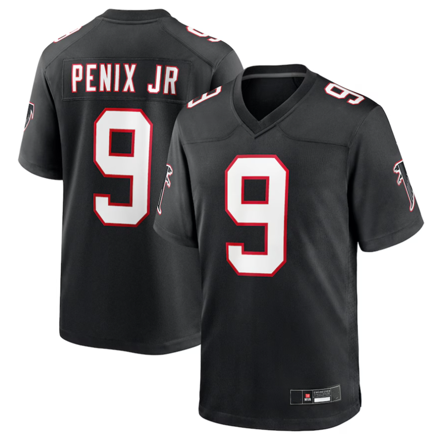 Custom #9 Black Throwback ATL Football Shirt Top