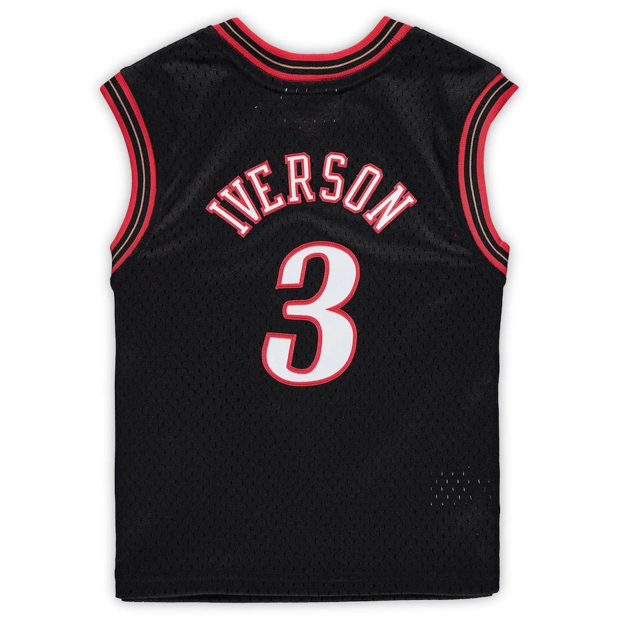 Custom #3 Black 2000 Throwback PHI Basketball Shirt Top