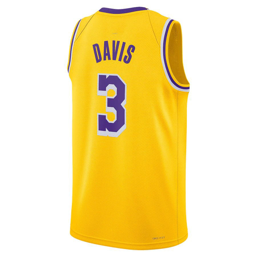 Custom #3 Gold 2022 LAL Basketball Shirt Top