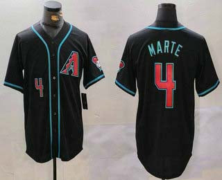 Custom #4 Black ARI Baseball Shirt Top