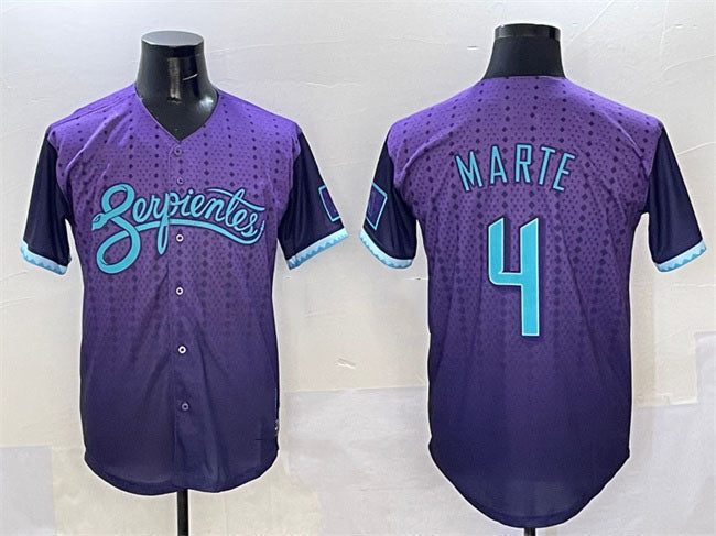 Custom #4 Purple 2025 City Connect ARI Baseball Shirt Top