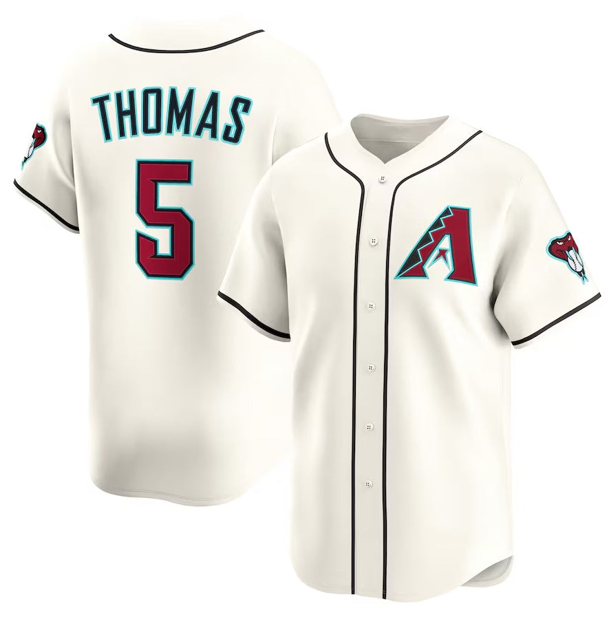 Custom #5 Cream ARI Baseball Shirt Top