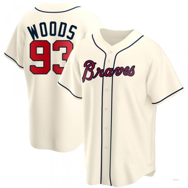 Custom #93 Cream ATL Baseball Shirt Top