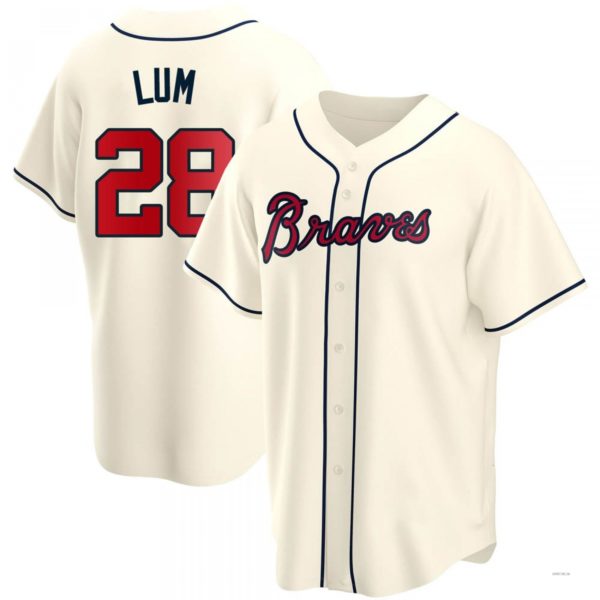 Custom #28 Cream ATL Baseball Shirt Top