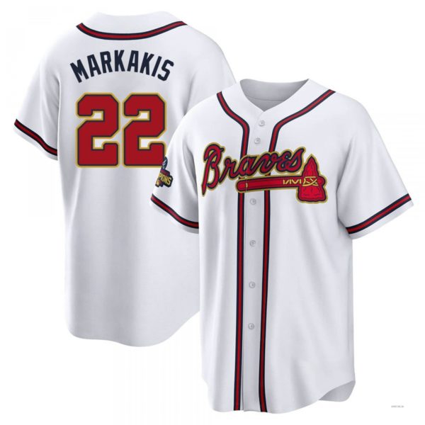 Custom #22 White 2022 ATL Baseball Shirt Top