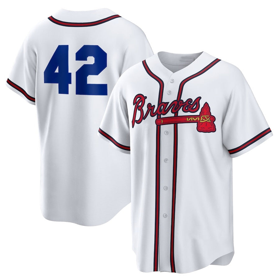 Custom White 2025 Jackie Robinson Day ATL Baseball Shirt Top