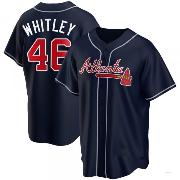 Custom #46 Navy ATL Baseball Shirt Top