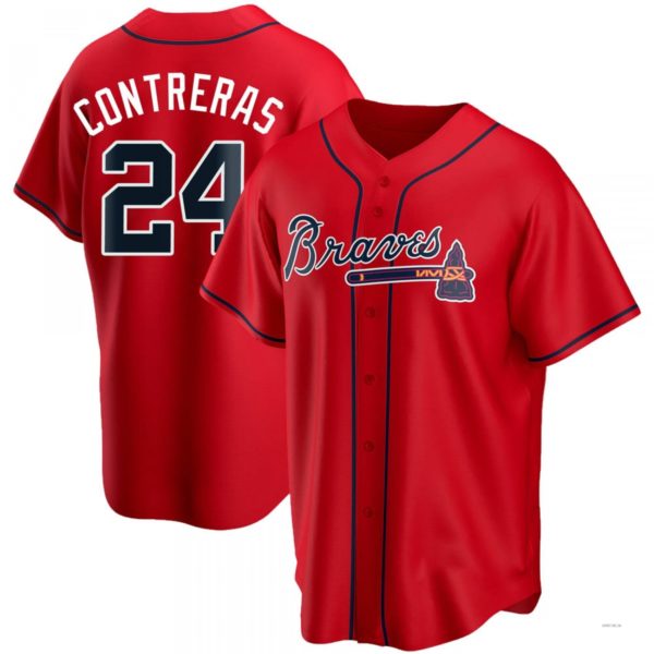 Custom #24 Red ATL Baseball Shirt Top