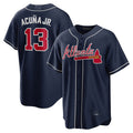 Custom #13 Navy ATL Baseball Shirt Top
