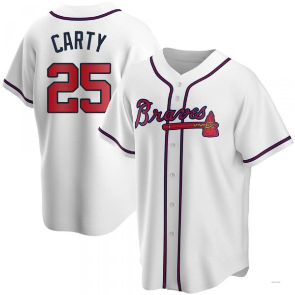 Custom #25 White ATL Baseball Shirt Top