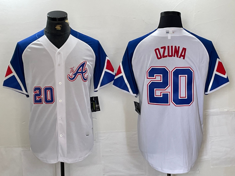 Custom #20 White 2023 City Connect ATL Baseball Shirt Top