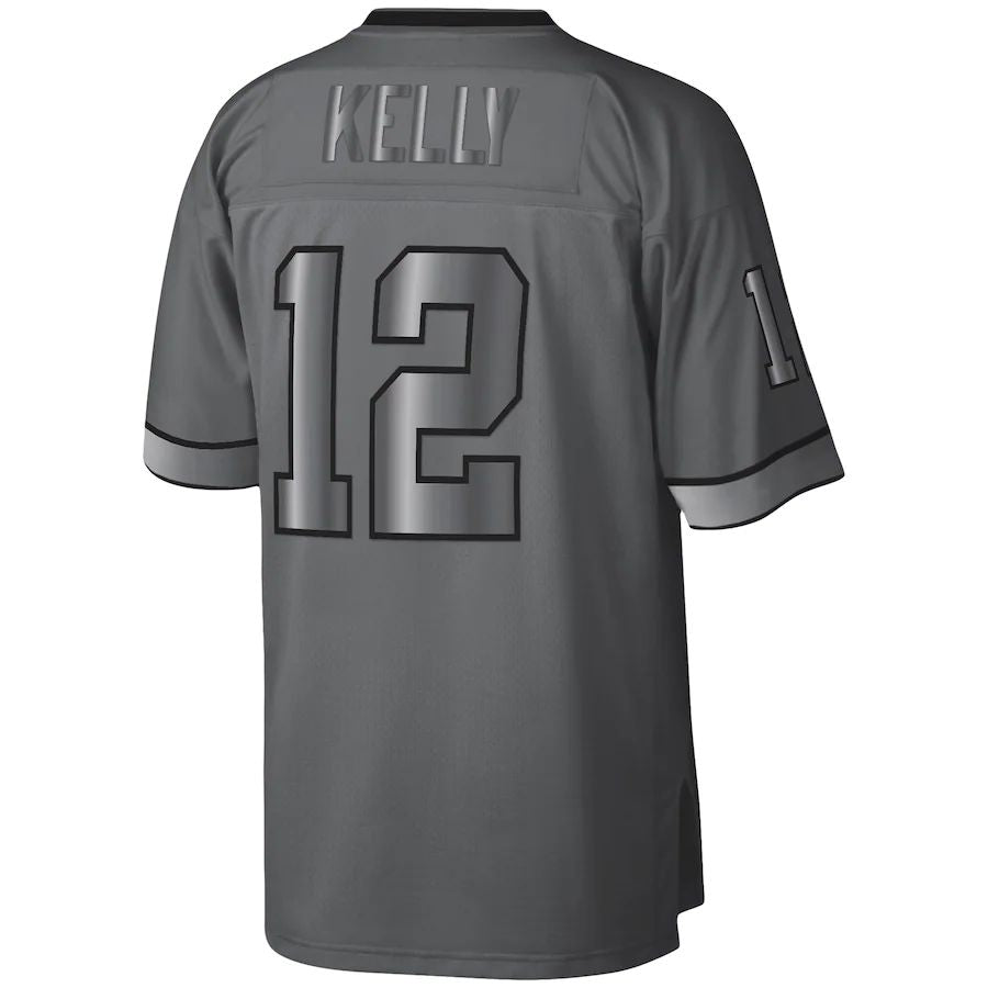 Custom #12 Charcoal 1990 BUF Football Shirt Top