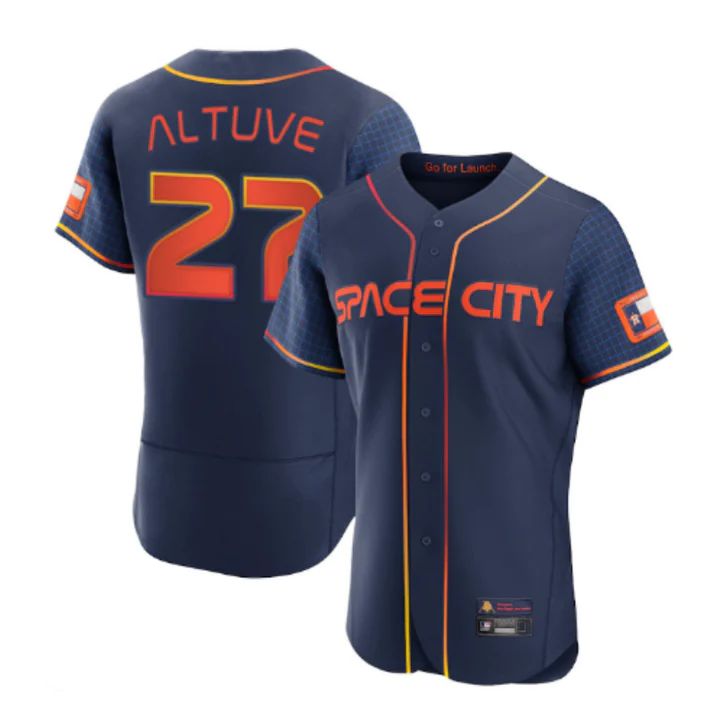 Custom #27 Navy 2022 City Connect HOU Baseball Shirt Top