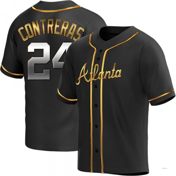 Custom #24 Black ATL Baseball Shirt Top
