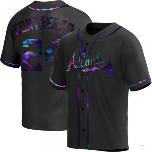 Custom #24 Black ATL Baseball Shirt Top