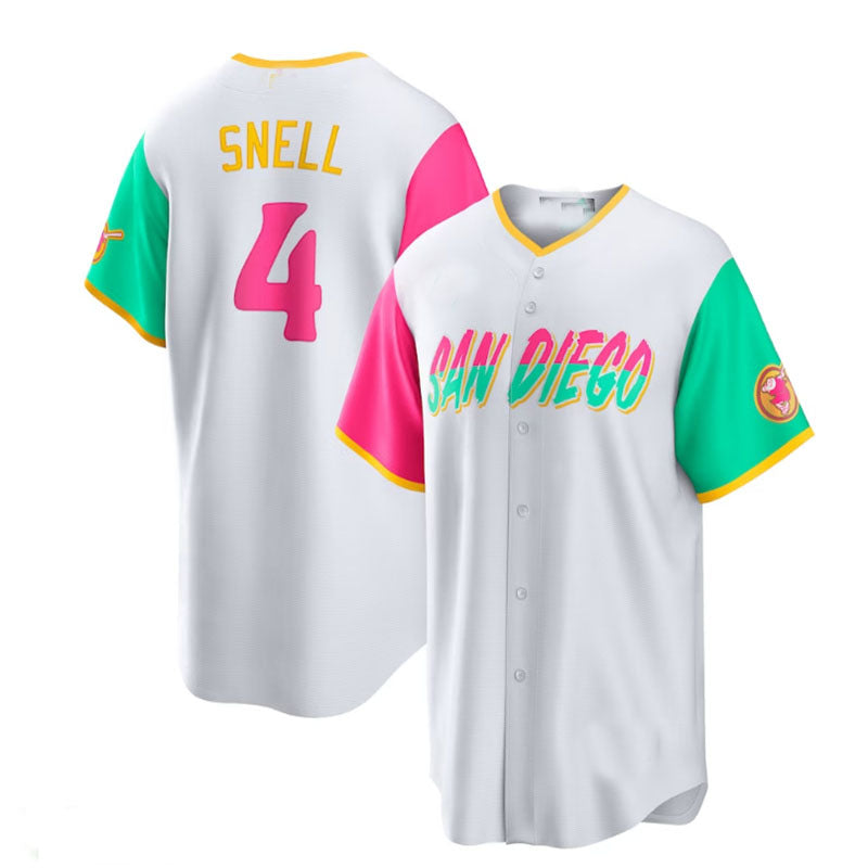 Custom #4 White City Connect SD Baseball Shirt Top
