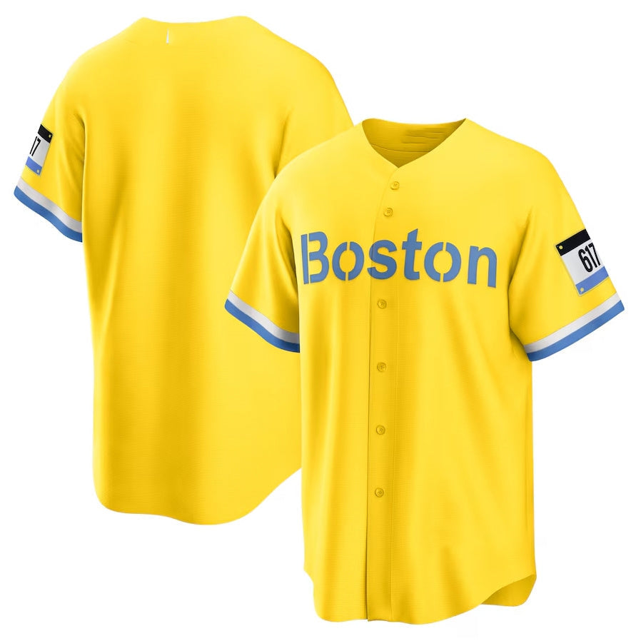 Custom Light Blue City Connect BOS Baseball Shirt Top