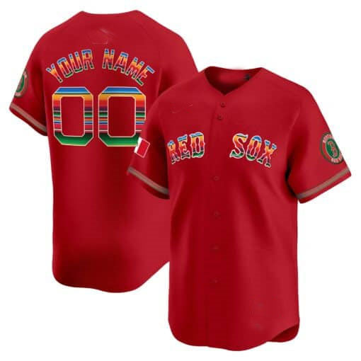 Custom Red BOS Baseball Shirt Top