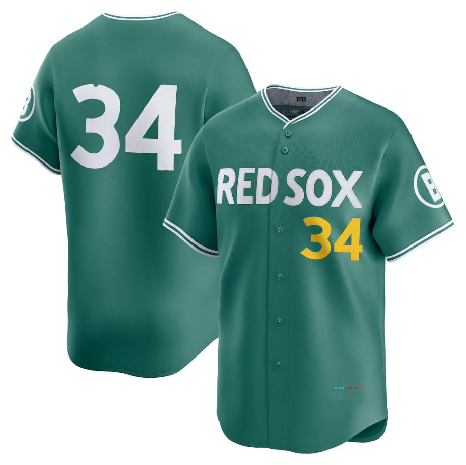 Custom #34 Red 2025 City Connect BOS Baseball Shirt Top