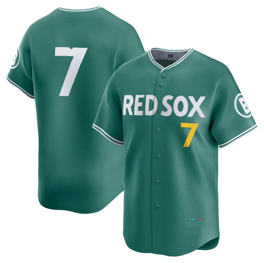 Custom #7 Red 2025 City Connect BOS Baseball Shirt Top
