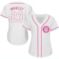 Custom White HOU Baseball Shirt Top