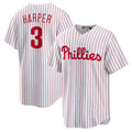 Custom #3 White PHI Baseball Shirt Top