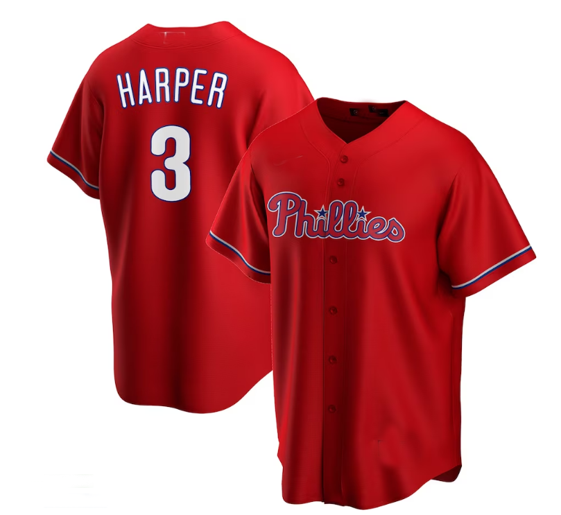 Custom #3 Red PHI Baseball Shirt Top